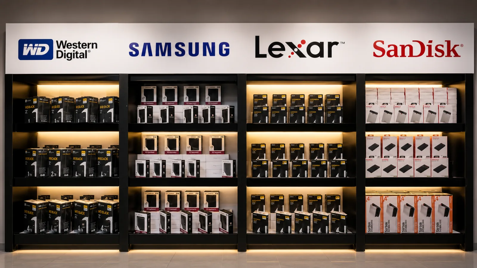 NexData showroom gallery displaying storage technology